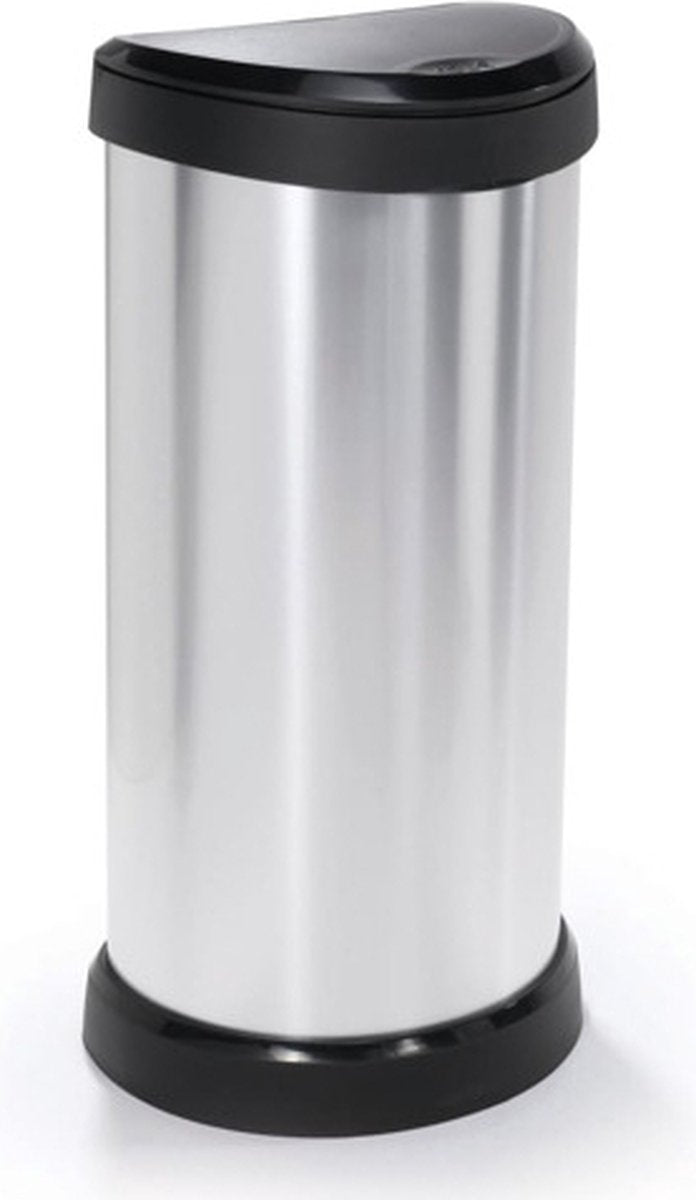 Curver Decobin Push-Abfallbehälter – 40 Liter – Metall – recycelter Kunststoff