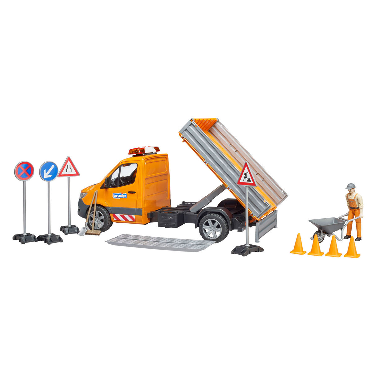 Bruder Mercedes-Benz Sprinter Straßenbau + Figur und Zubehör