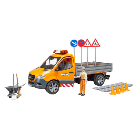 Bruder Mercedes-Benz Sprinter Straßenbau + Figur und Zubehör