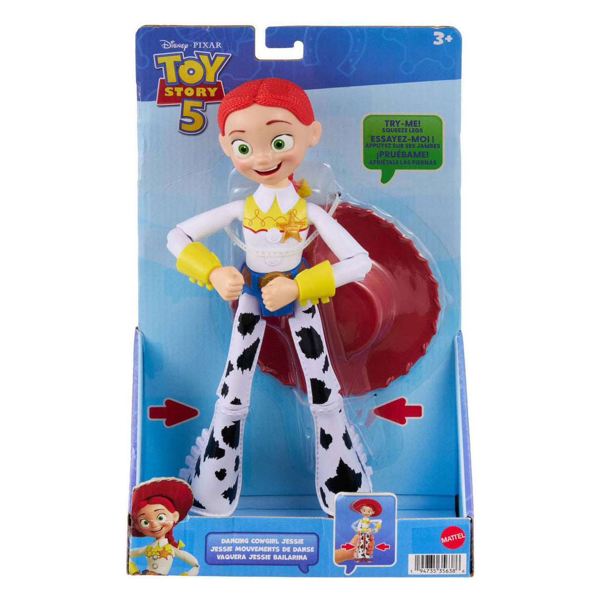 Mattel Disney und Pixar Toy Story 5 große Jessie-Figur 30 cm – bewegliches Spielzeug tanzendes Cowgirl