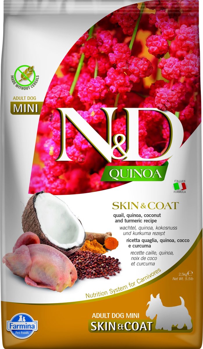 N d Quinoa Hundefutter Hautmantel - Mini - Wachtel 2,5 kg
