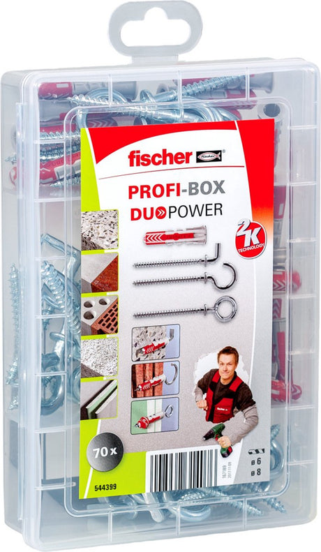 Fischer 544399 - Dübelsatz Schaberhaken - Autoklav Porenbeton - Mauerziegel - Beton - Gipsblock - Gipsphasenplatten - Gipskarton - Kunststoff - 70 Stück - Box (544399)