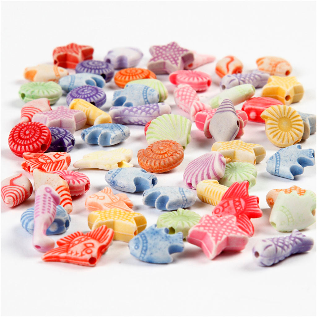 Creativ Company Pastellmischung, Größe 9-12 mm, Lochgröße 1,2 mm, ca. 380 Stück, 110 g, 175 ml 1 Karton