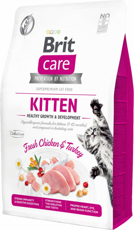 Brit Care Kitten gesunde Wachstumsentwicklung Truthahn Huhn – Katzenfutter – 2 kg
