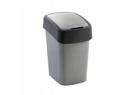Curver Pacific Flip Bin – Abfallbehälter – 45 Liter – Silber Anthrazit