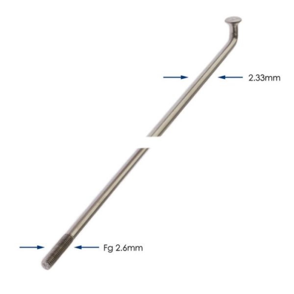 Buzaglo Speichen 286-13 Alpina Raggi ø2,33 mm fg 2,6 – Edelstahl (144 Stück)