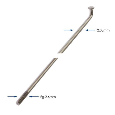 Buzaglo Speichen 286-13 Alpina Raggi ø2,33 mm fg 2,6 – Edelstahl (144 Stück)