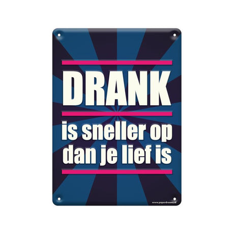 Paperdreams Textschild Metall 22x16,5cm – Getränk ist schneller