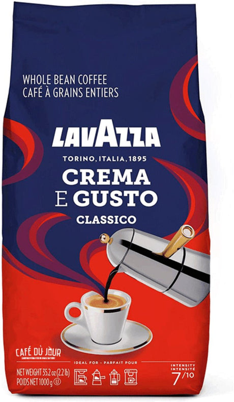 Lavazza Crema e Gusto Classico Kaffeebohnen – Kaffeemischung aus Robusta- und Arabica-Bohnen – Intensität 7 10 – 1 kg