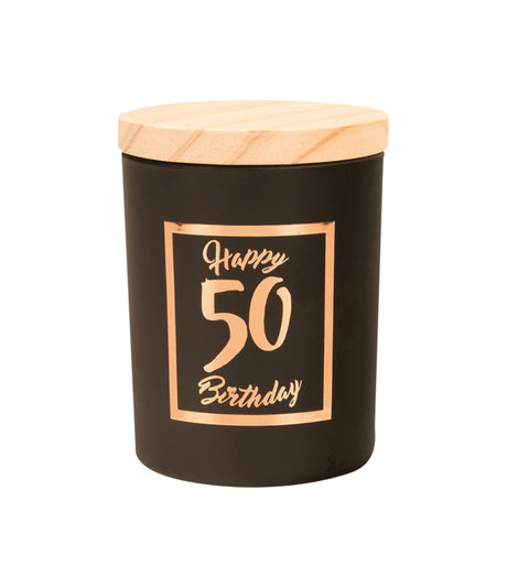 Paperdreams Duftkerze klein rosa schwarz – 50 Jahre