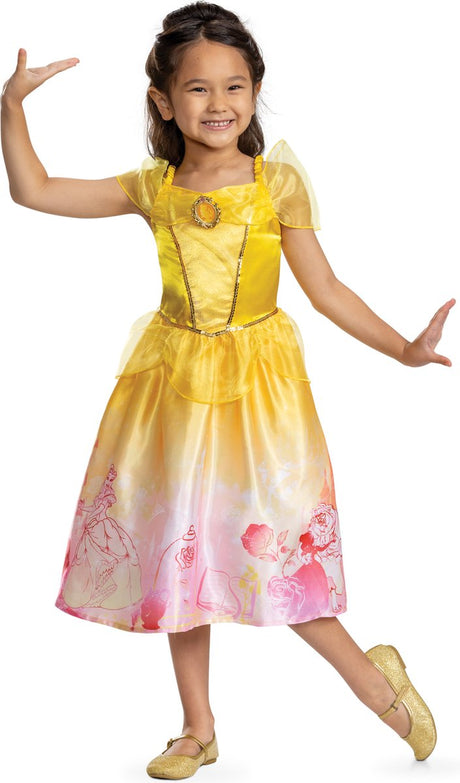 Disney-Prinzessin-Verkleidung – Die Schöne, das Biest, klassisches Belle-Storybook-Kleid, Größe XS (3–4 Jahre), Mädchen