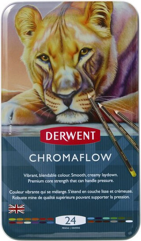 Derwent Chromaflow Buntstifte – Sortiment in Dose – 3,5 mm – 24 Stück