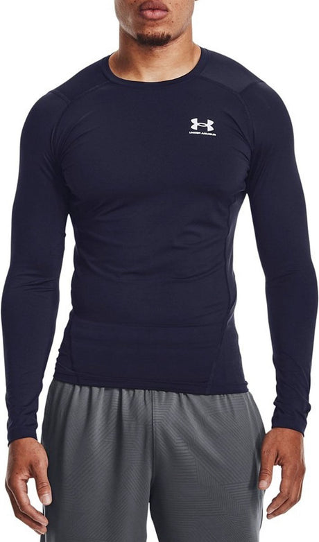 Under Armour UA HG Armour Comp LS-Blu Herren-Sportshirt – Midnight Navy – Weiß