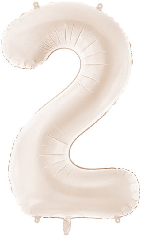 Partydeco Samtfolienballon Nummer 2 in Beige 86cm