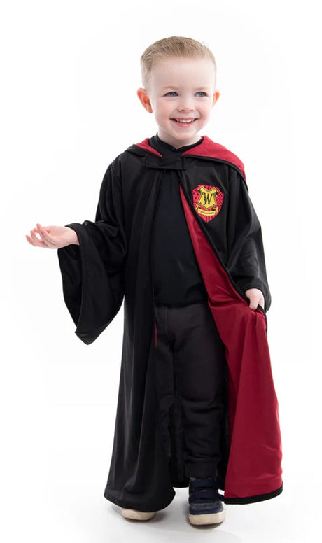 Kleine Abenteuer - roter Zaubererumhang mit Kapuze - Größe L XL (5-9 Jahre)