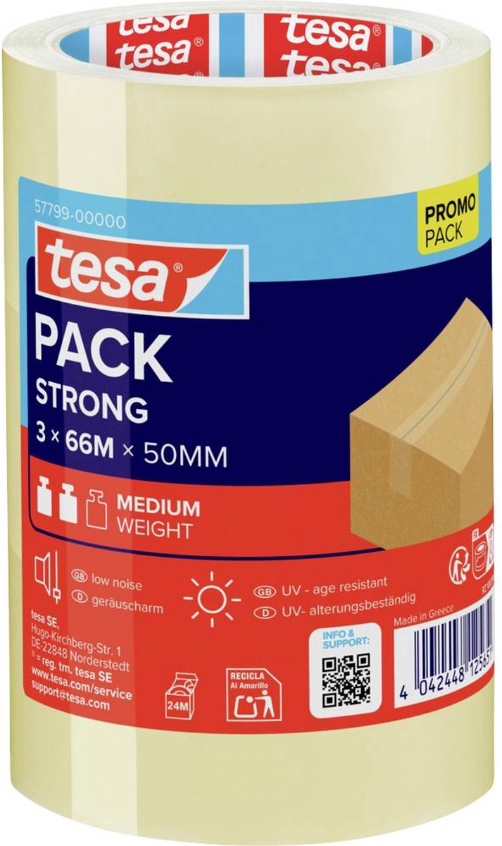 Tesa-Verpackungsband – 66 m – 3 Rollen