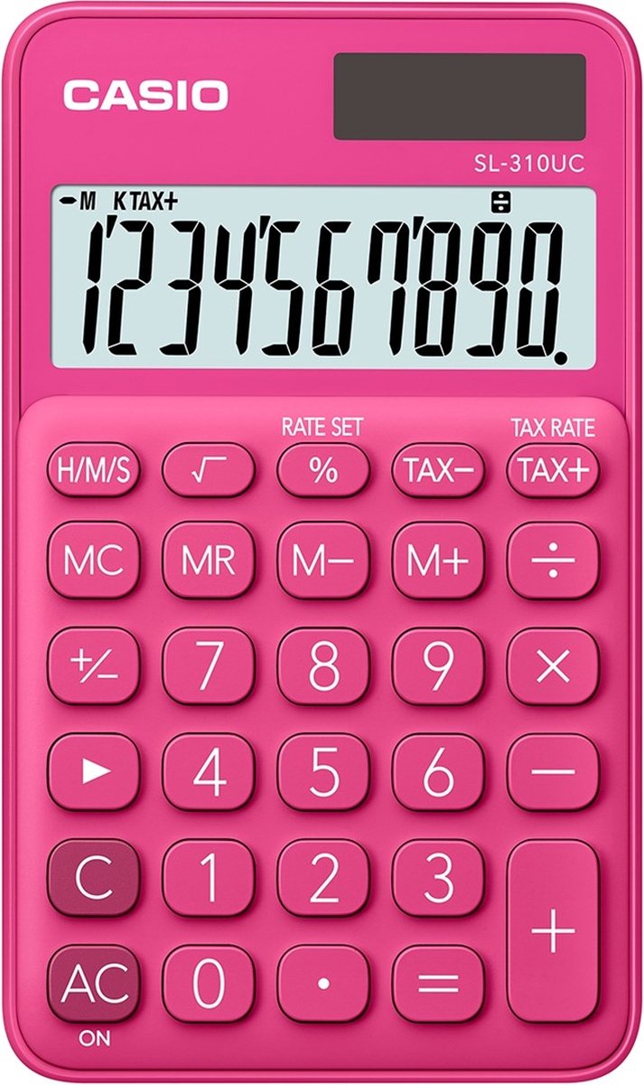 Casio SL-310UC-RD – Taschenrechner – 10-stelliges Display – Solar- und Batteriebetrieb – Rot