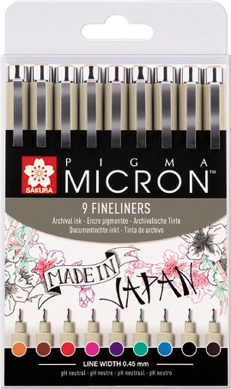 Sakura Pigma Micron 05 Federmäppchen mit 9 Farben