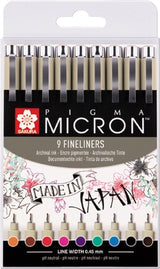 Sakura Pigma Micron 05 Federmäppchen mit 9 Farben
