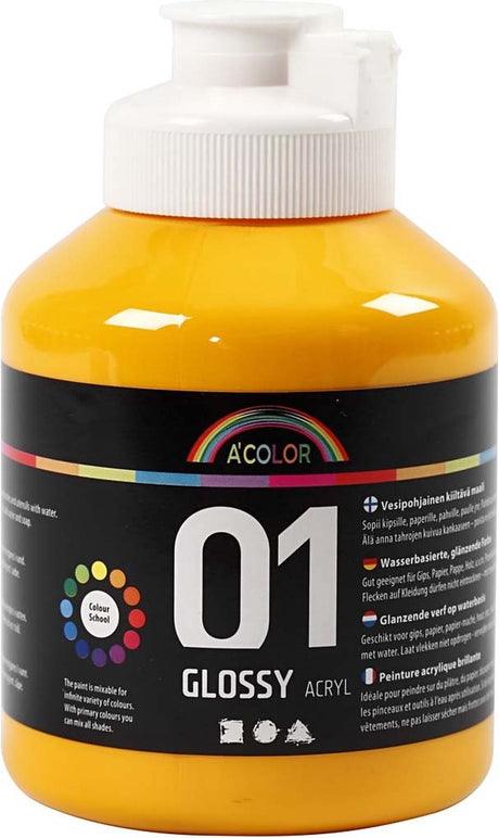 A-Color glänzende Acrylfarbe, gelb, 01 – glänzend, 500 ml