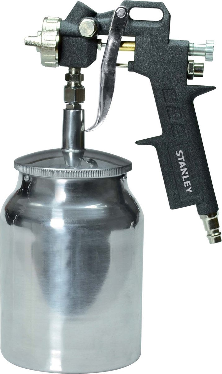 Stanley Lackierpistole 151093xstn – Farbspritzgerät für Kompressor – Farbbehälter 1 l – 150 l min – 4 bar – Schwarz