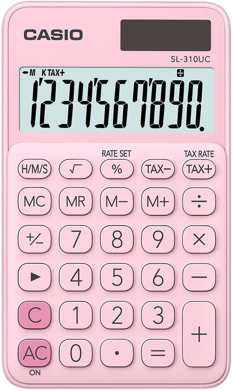 Casio SL-310UC – Taschenrechner – 10-stelliges Display – Solar- und Batteriebetrieb – Pink