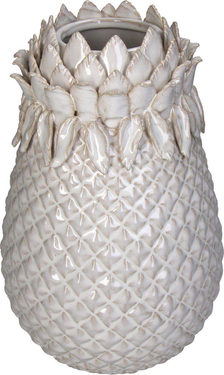 Hd collection vaas aardewerk wit 19x19x29,5cm