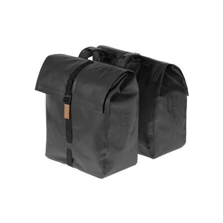 Basilikum Urban Trockener Doppelfahrradbeutel, wasserdicht, 50 l, Matt Schwarz