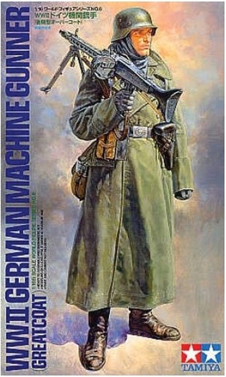 Tamiya Modellbausatz Militärfahrzeuge – 36306 Deutscher Maschinengewehrschütze des Zweiten Weltkriegs – Mantel aus Kunststoff – 1:16 – Modellbau