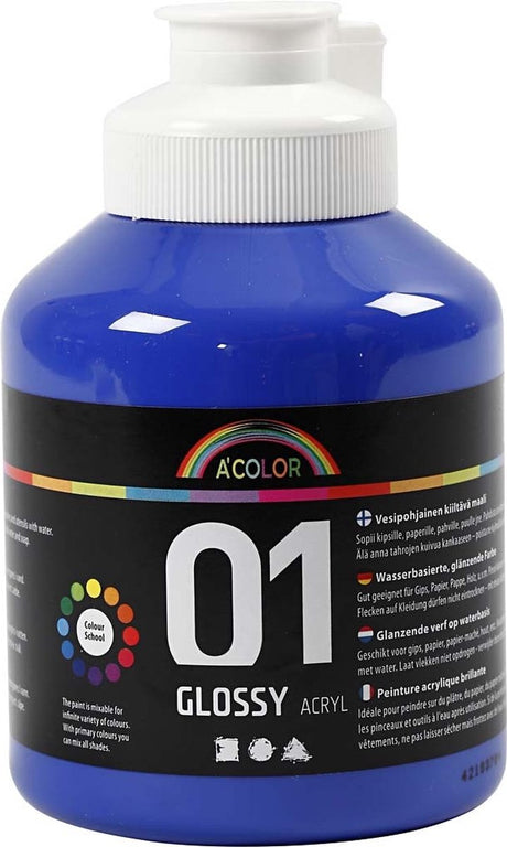 A-Color glänzende Acrylfarbe, Blau, 01 – glänzend, 500 ml