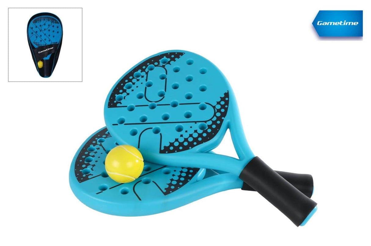 Gametime Padel-Set bestehend aus 2 Schlägern mit Ball in Aufbewahrungstasche, 3-teilig.