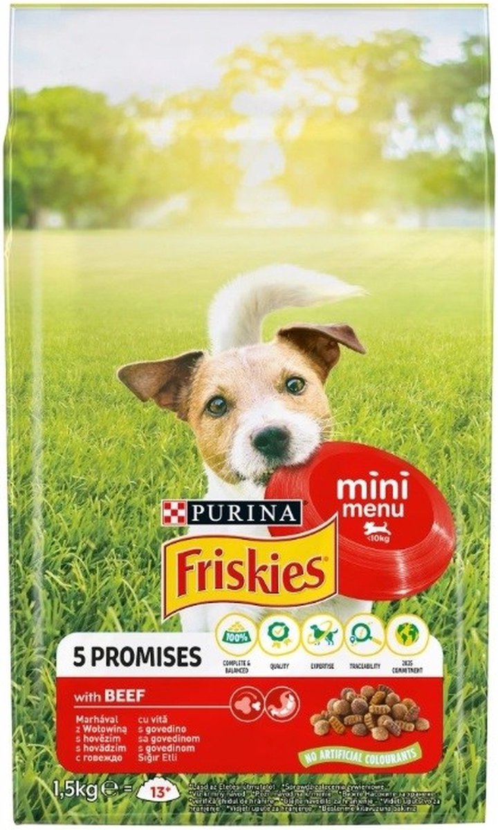 Friskies Mini-Menü Rindfleisch mit Gemüse - Trockenfutter für Hunde - 1,5 kg