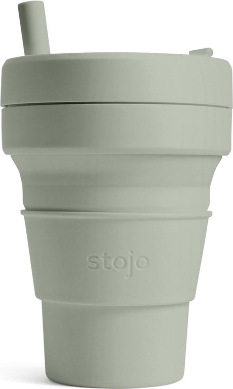 Stojo - Biggie Cup - Kaffee-Tee-Tasse - 470 ml - wiederverwendbar - faltbar - Salbei