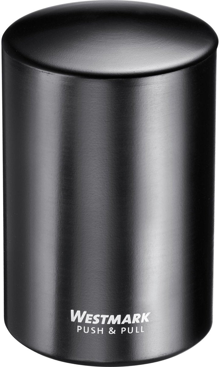 Westmark Automatik-Korkenzieher, für Kronkorken, Aluminium, Push-Pull, schwarz, 5,3 x 5,3 x 8 cm