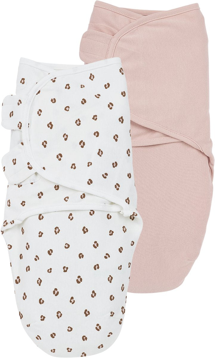 Meyco baby mini panther swaddle inbakerdoek - soft pink - 0-3 maanden - 2-pack