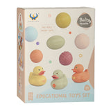 Lobbes Spielzeug zum Beispiel, Badespielzeug-Set mit sensorischen Badebällen, Gummienten, Pastell