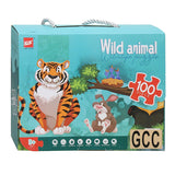 Bodenpuzzle Wildtiere grün, 100 Teile