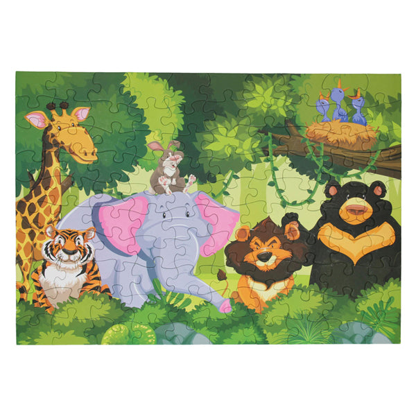 Bodenpuzzle Wildtiere grün, 100 Teile
