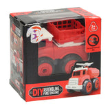 Fire Brigade Vehicle with Screwable Wheels - Red