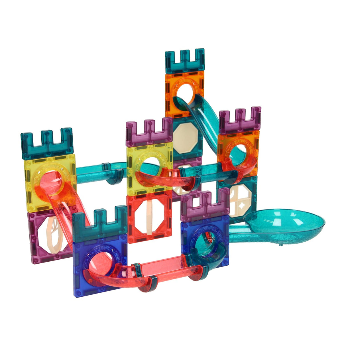 Magnetische Kugelbahnburg mit Licht, 56-tlg.