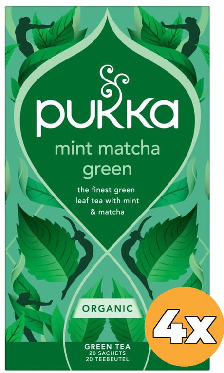 Pukka Tee Minze Matcha Grün – 80 Teebeutel – Bio-Kräutertee – Minze – Grüner Tee – 4 x 20 Beutel – Tee-Vorteilspackung