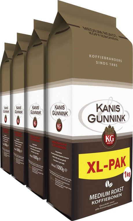Kanis gunnink medium roast koffiebonen - voordeelverpakking 4 x 1000 gram