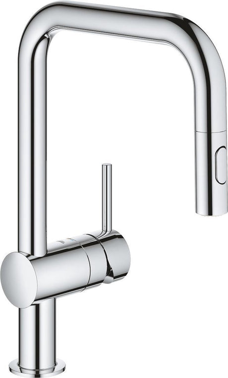 Grohe Minta Küchenarmatur – mit ausziehbarer Handbrause – 2 Strahlarten – Chrom