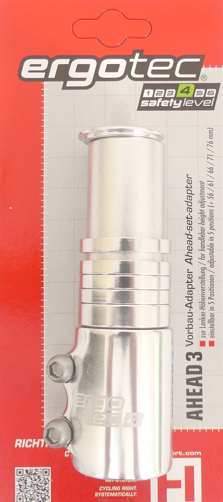 Ergotec STEM Excepción por delante 3 1-1 8 AL6061 T6 Silver