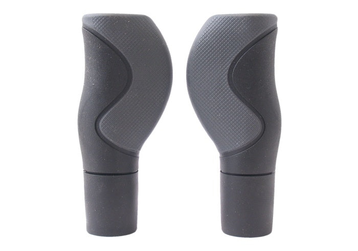 Ergonomic handle set - 2 components - 130 130mm - black gray - with cutting edge - bar -end cap