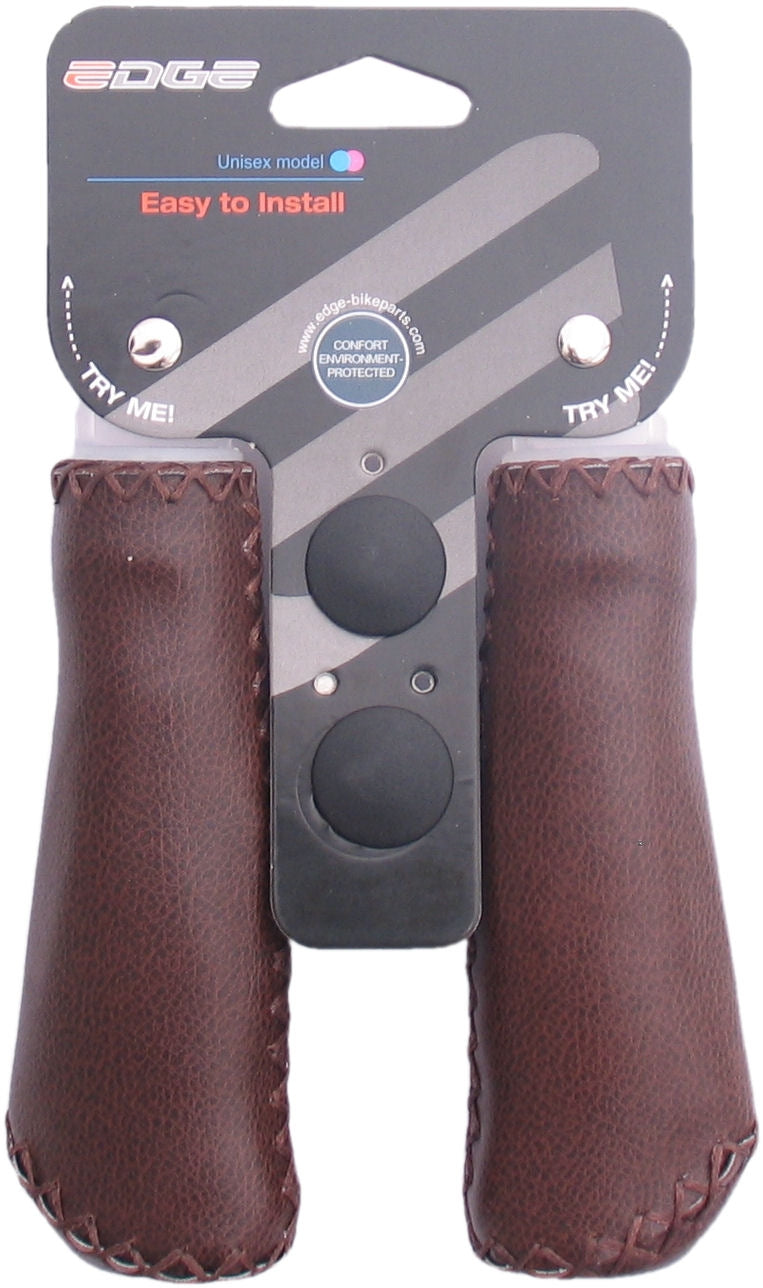 The Edge Leather Grip - Ergonomic Leather Handle Set - 135mm - Dark Brown