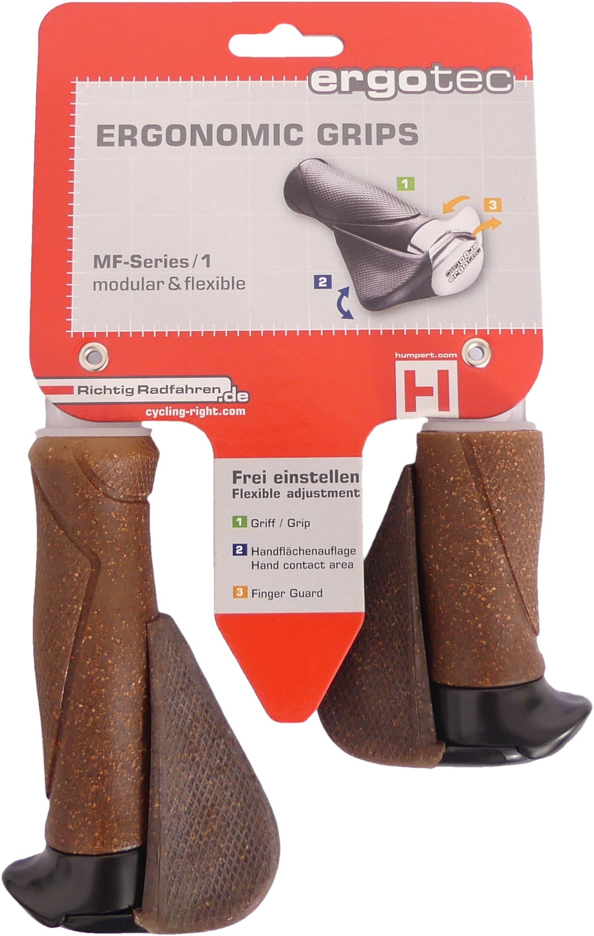 Ergonomic Handle System - 130mm 87mm - Dura Cork Aluminum - Black Brown