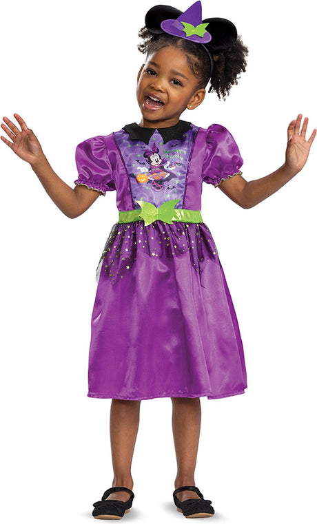 Verkleidung Disney Halloween, gruseliges Hexenkleid Minnie klassisches Kleinkind, Größe S (5 - 6 Jahre)