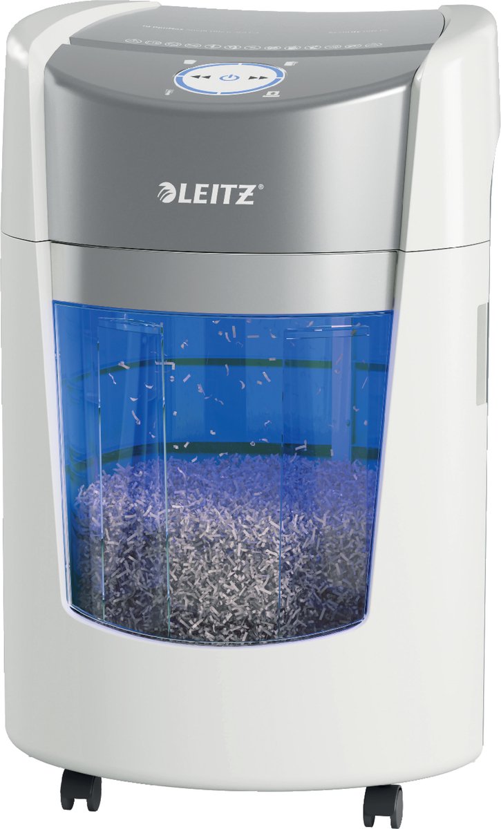 Leitz iq optimax small office 350 Aktenvernichter P5 – Mikroschredder – bis zu 8 Blatt – 22 l – Weiß