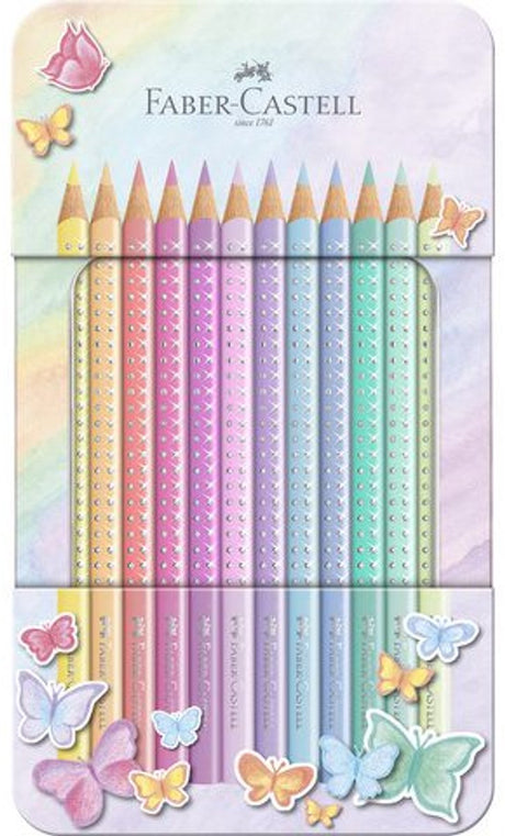 Faber-Castell Sparkle Buntstifte – 12 Stück in einer Dose – Pastellfarben – FC-201910